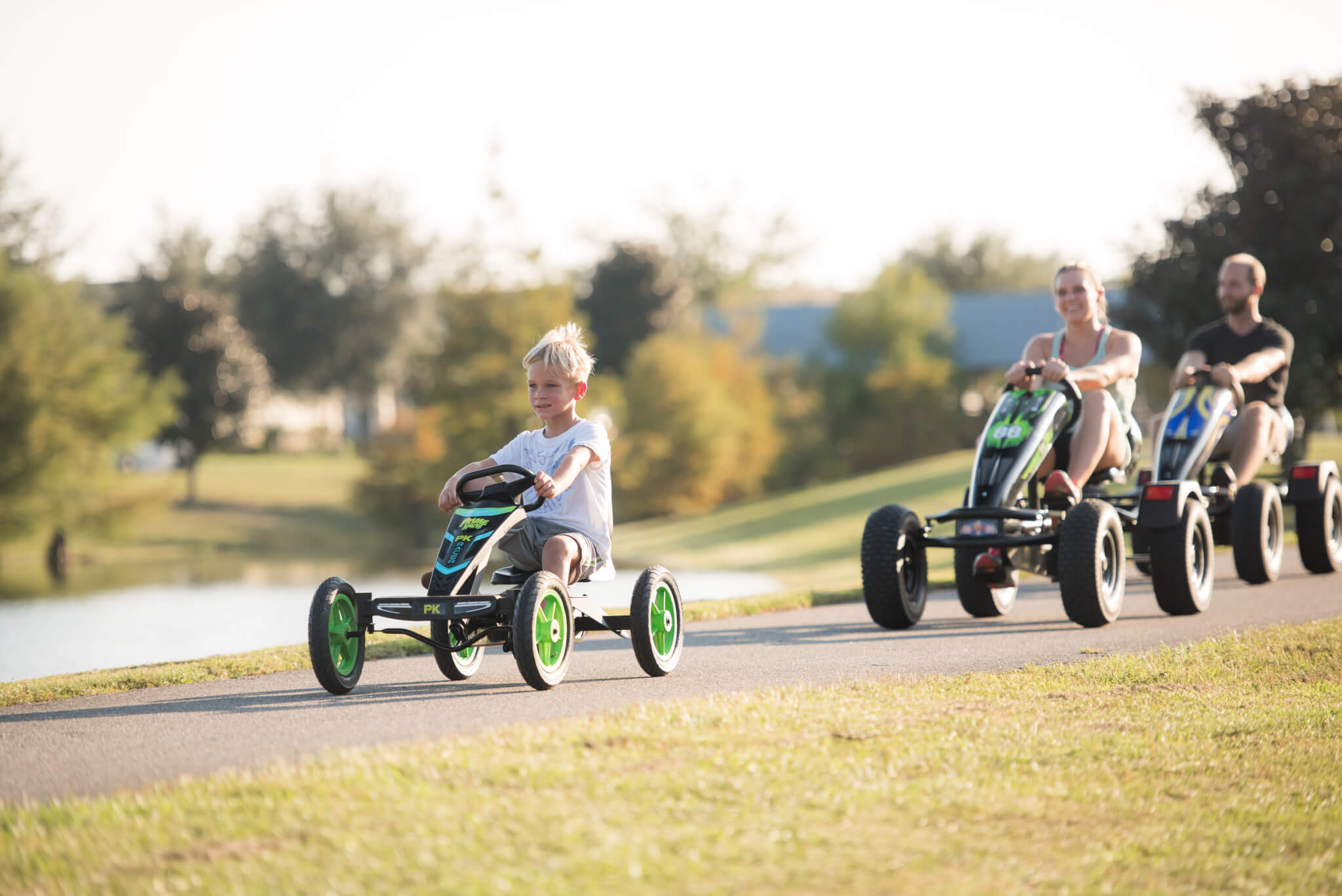 Family riding prime karts